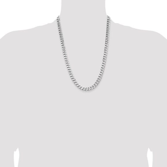 Kazi Luxury Sterling Silver Rhodium-plated 8mm Curb Chain